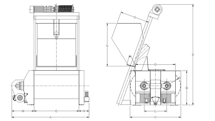 disegno mescolatore doppio asse orizzontale